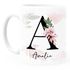 Kaffee-Tasse mit Buchstabe Monogramm personalisiert mit Namen Initiale Blumen-Motiv persönliche Geschenke SpecialMe®preview