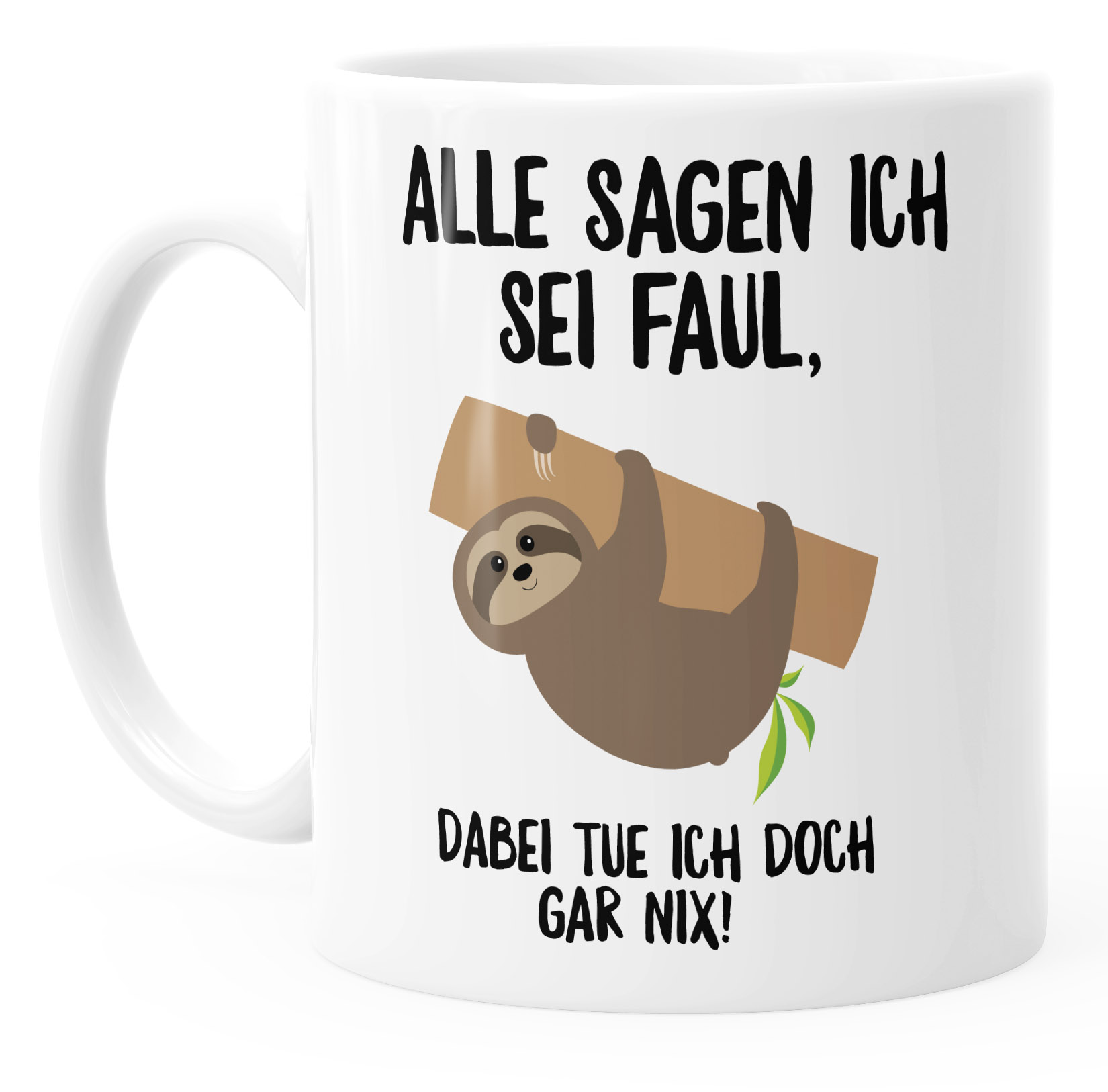 MoonWorks Kaffeetasse Faultier – Motiv 'Sleep Eat Sleep Repeat', 325 Ml, Keramik, Spülmaschinenfest, Beidseitig Bedruckt