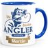 Kaffee-Tasse mit Namen Geschenk Angeln Spruch Die besten Angler heißen Wunschname personalisierte Geschenke SpecialMe®preview