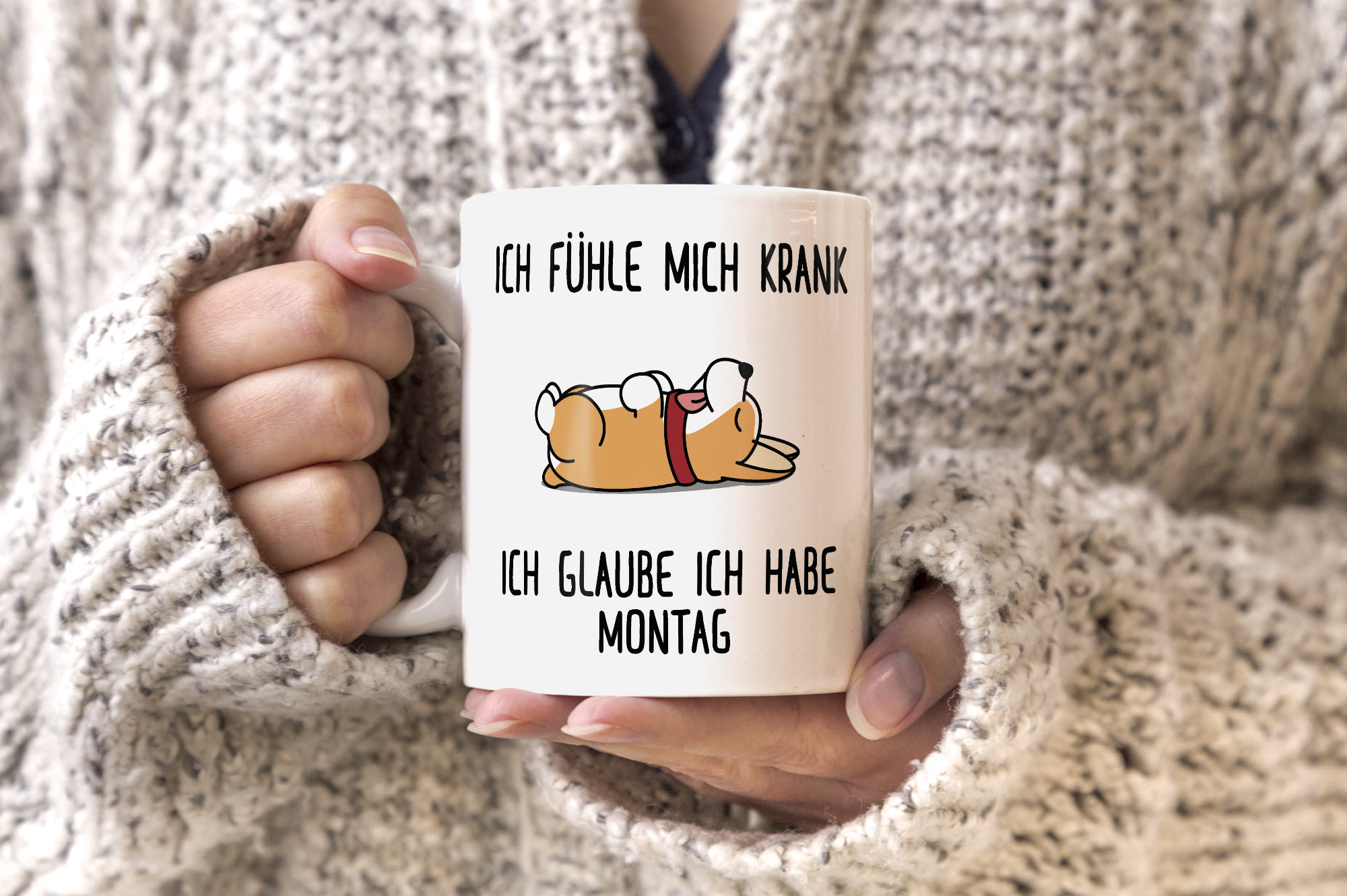 MoonWorks Kaffeetasse Mit Hundemotiv – Spruch 'Ich Glaube Ich Habe Montag', 325 Ml, Spülmaschinengeeignet