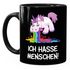 Kaffee-Tasse mit Spruch Ich hasse Menschen kotzendes Einhorn Bürotasse lustige Kaffeebecher MoonWorks®preview