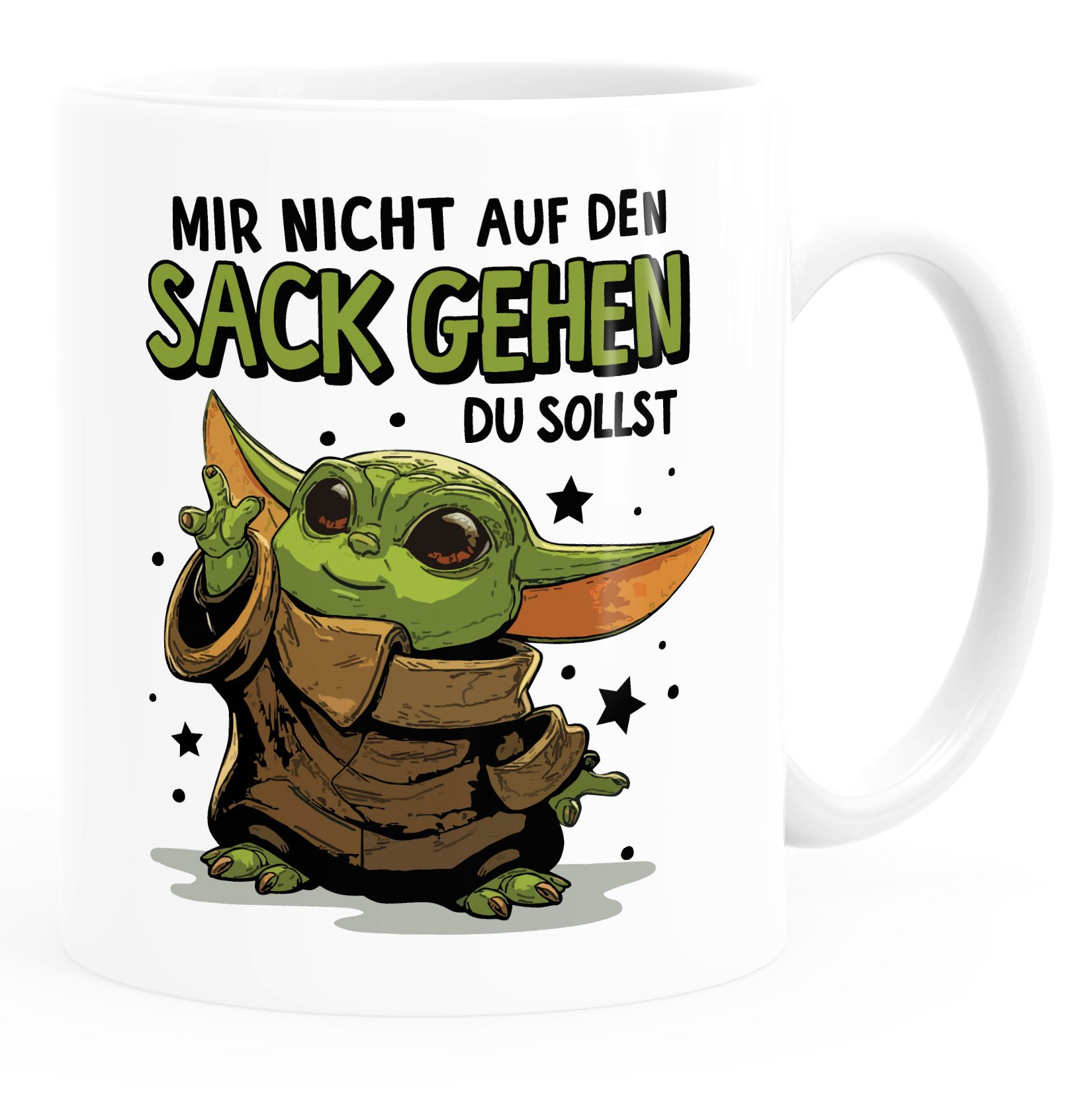 Kaffee-Tasse mit Spruch Mir nicht auf den Sack gehen du sollst Baby Yoda Bürotasse lustige Kaffeebecher MoonWorks®