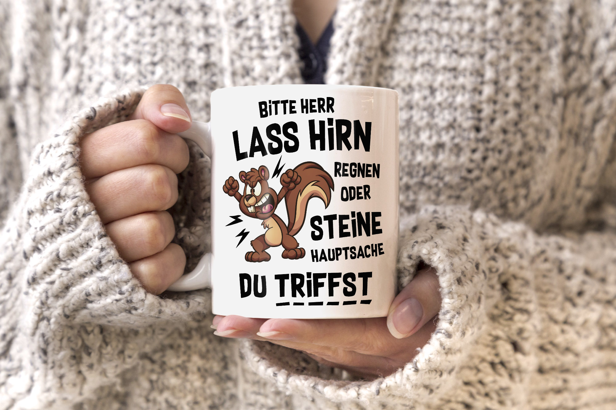 MoonWorks® Kaffeetasse Mit Spruch „Herr, Lass Hirn Regnen“ – Lustige Bürotasse, Spülmaschinengeeignet