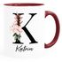 Kaffee-Tasse Monogramm Initiale mit Namen personalisiert Blumen Blüten Dekor Floral Buchstabe SpecialMe®preview