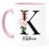 Kaffee-Tasse Monogramm Initiale mit Namen personalisiert Blumen Blüten Dekor Floral Buchstabe SpecialMe®preview