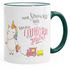 Kaffee-Tasse Nur Verrückte hier komm Einhorn wir gehen Einhorn-Tasse mit Farbkante MoonWorks®preview