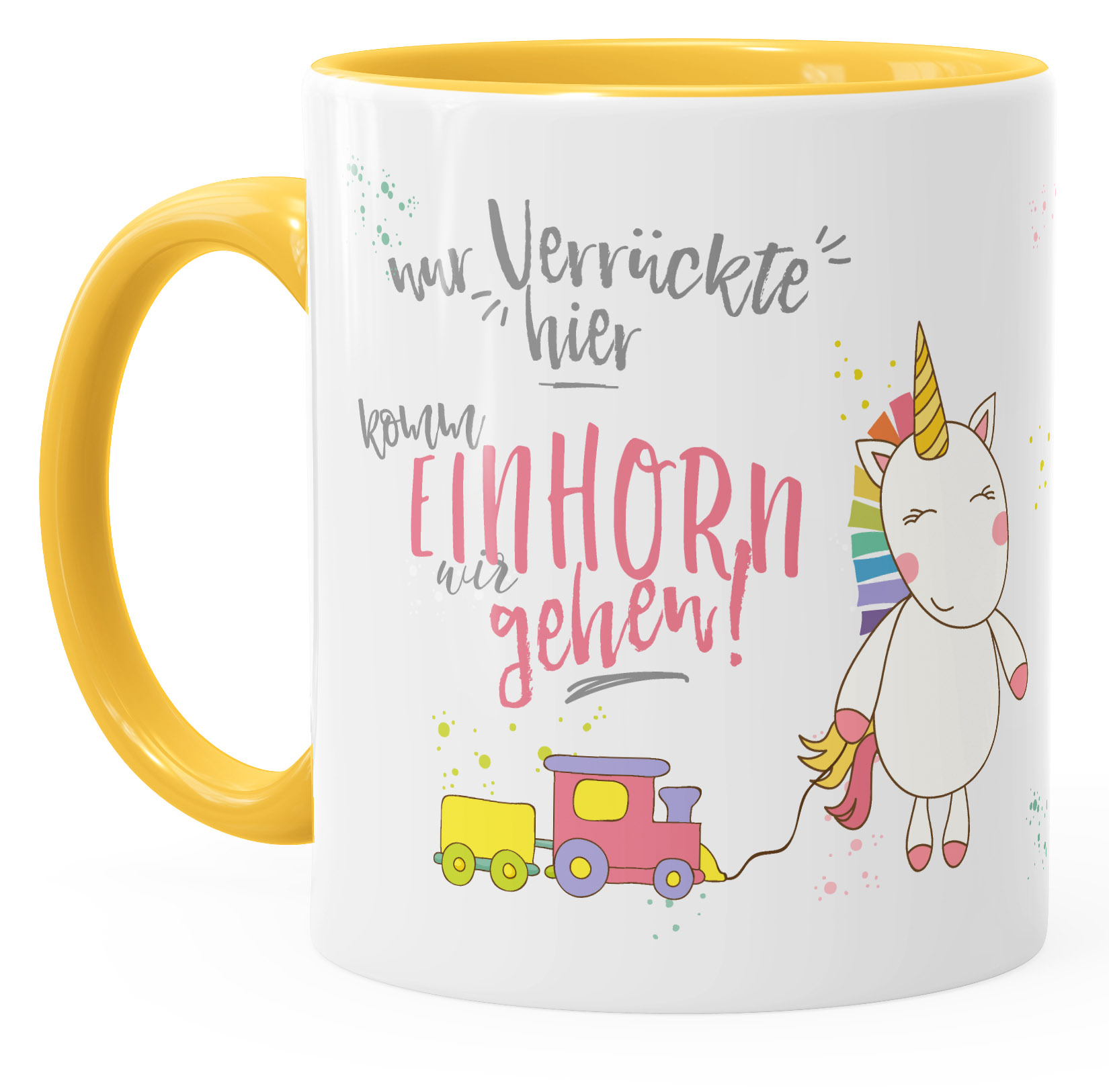 Lustige Einhorn-Tasse 'Nur Verrückte Hier' – 300 Ml, Spülmaschinenfest, Mikrowellengeeignet (Rosa)