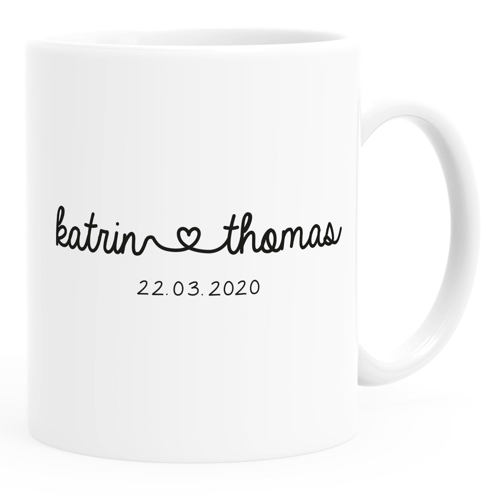 Kaffee-Tasse personalisiert Geschenk Partner Namen und Datum anpassbar Hochzeitstag Hochzeitsgeschenk Liebe Liebesgeschenk SpecialMe®