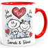 Kaffee-Tasse personalisiert verliebte Strichmännchem Spruch Ich Deins Du Meins Wunschnamen Geschenk Liebe SpecialMe®preview