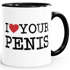 Kaffee-Tasse Spruch I love my Penis/Pimmel Boobs I love your Boobs/Penis Bürotasse lustige ironische Kaffeebecher MoonWorks®preview