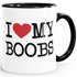 Kaffee-Tasse Spruch I love my Penis/Pimmel Boobs I love your Boobs/Penis Bürotasse lustige ironische Kaffeebecher MoonWorks®preview