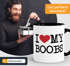Kaffee-Tasse Spruch I love my Penis/Pimmel Boobs I love your Boobs/Penis Bürotasse lustige ironische Kaffeebecher MoonWorks®preview