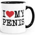 Kaffee-Tasse Spruch I love my Penis/Pimmel Boobs I love your Boobs/Penis Bürotasse lustige ironische Kaffeebecher MoonWorks®preview