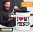 Kaffee-Tasse Spruch I love my Penis/Pimmel Boobs I love your Boobs/Penis Bürotasse lustige ironische Kaffeebecher MoonWorks®preview