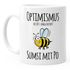 Kaffee-Tasse Spruch Optimismus heisst umgekehrt Sumsi mit Po Bürotasse Motiv Biene MoonWorks®preview