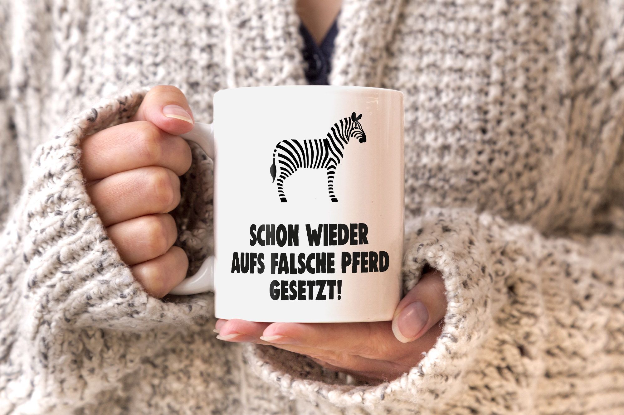 Kaffee-Tasse Spruch schon wieder aufs falsche Pferd gesetzt Bürotasse Motiv