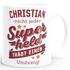 Kaffee-Tasse Superheld Spruch Nicht jeder Superheld trägt einen Umhang mit Namen persönliche Geschenke Danke SpecialMe®preview