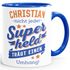 Kaffee-Tasse Superheld Spruch Nicht jeder Superheld trägt einen Umhang mit Namen persönliche Geschenke Danke SpecialMe®preview
