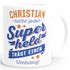 Kaffee-Tasse Superheld Spruch Nicht jeder Superheld trägt einen Umhang mit Namen persönliche Geschenke Danke SpecialMe®preview