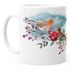 Kaffee-Tasse Vogel Rotkehlchen Blumen Misteln Watercolor Bird Weihnachten Christmas Autiga®preview