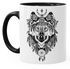 Kaffee-Tasse Wolf Atzekenmuster Boho Bohamian Atzec Animal Ethno Autiga®preview