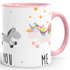 Kaffee-Tasse You and Me Einhorn Unicorn Kaffeetasse Henkel innen farbig MoonWorks®preview
