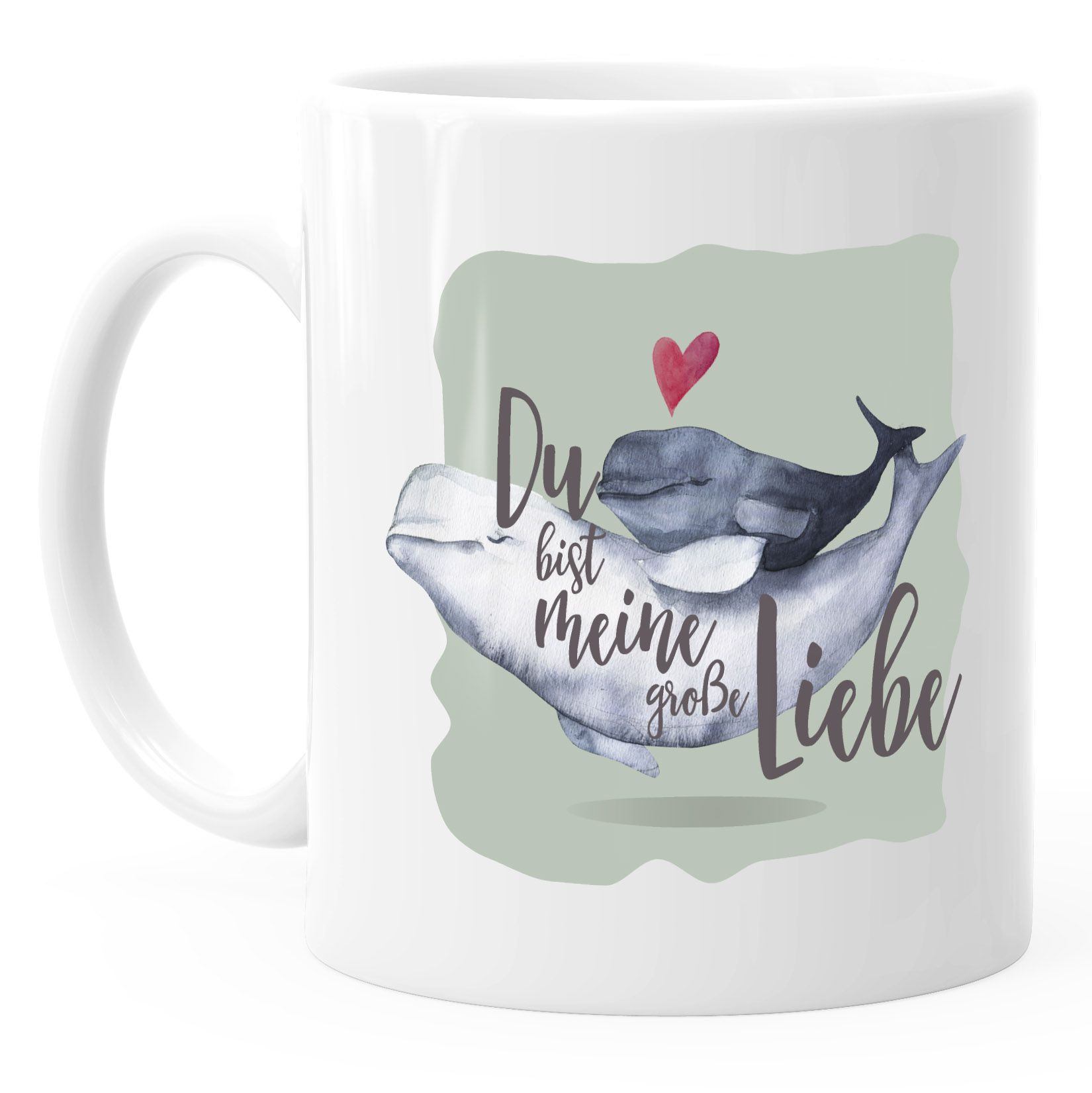 Kaffeetasse Du bist meine große Liebe Wale Watercolor Spruch Geschenk
