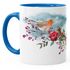 Kaffeetasse Vogel Rotkehlchen Blumen Misteln Watercolor Bird Weihnachten Christmas Weihnachtstase Weihnachtsbecher Autiga®preview