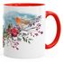 Kaffeetasse Vogel Rotkehlchen Blumen Misteln Watercolor Bird Weihnachten Christmas Weihnachtstase Weihnachtsbecher Autiga®preview