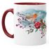 Kaffeetasse Vogel Rotkehlchen Blumen Misteln Watercolor Bird Weihnachten Christmas Weihnachtstase Weihnachtsbecher Autiga®preview