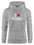 Kapuzen-Pullover Damen I Love Pixel Hoodie Moonworks®preview