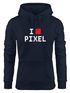 Kapuzen-Pullover Damen I Love Pixel Hoodie Moonworks®preview