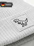 Kinder Beanie Jungen - Dinosaurier T Rex - Aufdruck Print Strickmütze mit bedrucktem Patch Wintermütze MoonWorks®preview