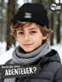 Kinder Beanie Jungen mit bedrucktem Patch - Spruch Lustig - Klein aber Oho - Aufdruck Print Strickmütze MoonWorks®preview