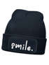 Kinder Beanie Mädchen Patch Smile Aufdruck Spruch Print Strickmütze Wintermütze MoonWorks®preview