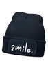 Kinder Beanie Mädchen Patch Smile Aufdruck Spruch Print Strickmütze Wintermütze MoonWorks®preview