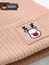 Kinder Beanie Mädchen Weihnachtsmotiv Rentier Aufdruck Print Strickmütze Wintermütze Moonworks®preview