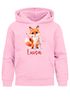 Kinder Hoodie Mädchen Eule Fuchs Hobby Lesen Malen personalisiert Wunschname Geschenk Leseratte Bücherwurm SpecialMe®preview