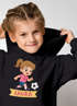 Kinder Hoodie Mädchen mit Namen personalisiert | Fußball Design | Grafik Print Comic Stil | Namensgeschenk Hobby Sport Geschenk Fußballer Moonworks®preview