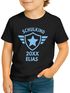 Kinder Jungen T-Shirt Einschulung 2025 mit Namen Retro Wappen Jahrezahl personalisierbar Geschenk Schulanfang Moonworks®preview