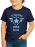 Kinder Jungen T-Shirt Einschulung 2025 mit Namen Retro Wappen Jahrezahl personalisierbar Geschenk Schulanfang Moonworks®preview