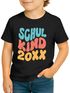 Kinder Jungen T-Shirt Einschulung 2025 Retro-Schriftzug Schulkind mit Jahreszahl personalisierbar Geschenkidee Schulanfang SpecialMe®preview