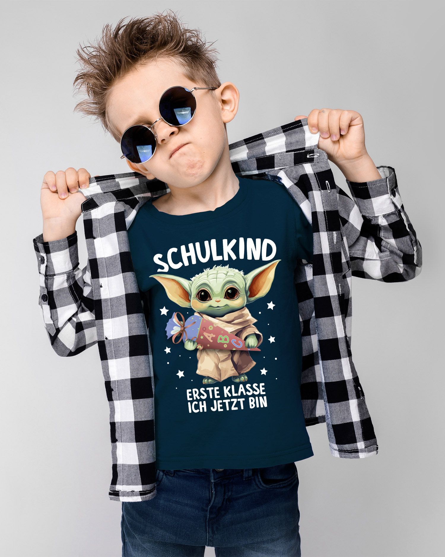 Kinder Jungen TShirt Einschulung Baby Yoda Schulkind Erste Klasse ich