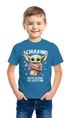 Kinder Jungen T-Shirt Einschulung Baby Yoda Schulkind Erste Klasse ich jetzt bin Spruch lustig Schulanfang Moonworks®preview