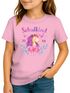 Kinder Mädchen T-Shirt Einhorn Blumen Schmetterlinge Aufdruck Schulkind 2025 – Geschenk  für kleine Einhorn-Fans Schulanfang SpecialMe®preview