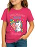 Kinder Mädchen T-Shirt Einschulung 2025 Einhorn personalisiert mit Jahreszahl und Name Geschenkidee Schulanfang Erstklässler Moonworks®preview