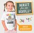 Kinder Mädchen T-Shirt Einschulung 2025 mit Regenbogen-Einhorn, Peace-Zeichen und lustigem Spruch Moonworks®preview