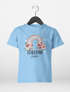 Kinder Mädchen T-Shirt Schulanfang 2026 Schulkind personalisiert Wunschname Regenbogen Blumen SpecialMe®preview
