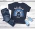 Kinder Mädchen T-Shirt Schulanfang Regenbogen Herz mit Wunschname personalisiert Geschenk Schulkind 2025 SpecialMe®preview