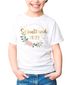Kinder Mädchen T-Shirt Schulkind personalisiert Jahreszahl Blumen Blüten Goldfarben Geschenk Einschulung 2025 SpecialMe®preview